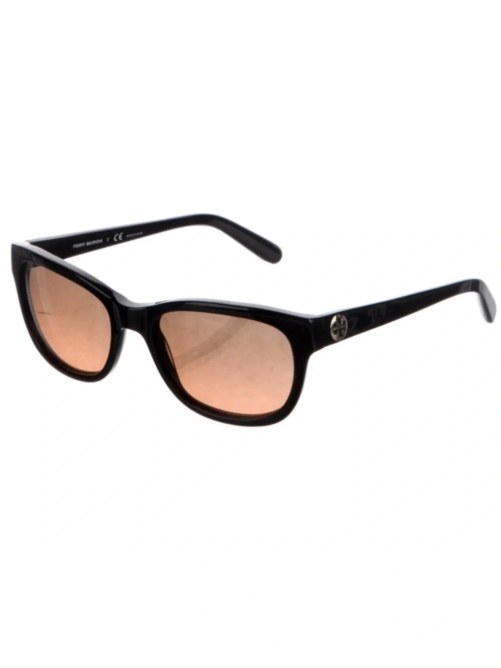 Tory Burch black rose lens plastic frame wayfarer sunglasses OS
